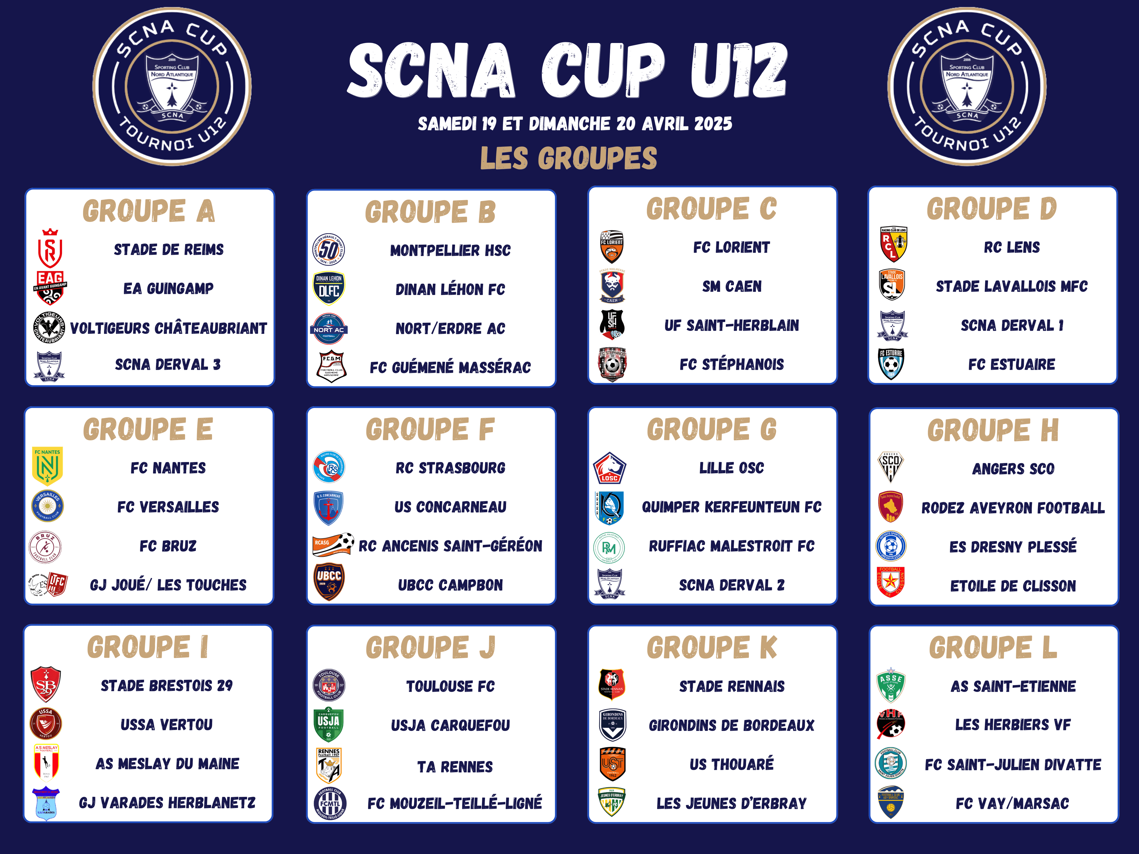 Illustration : Les groupes de la SCNA Cup 2025