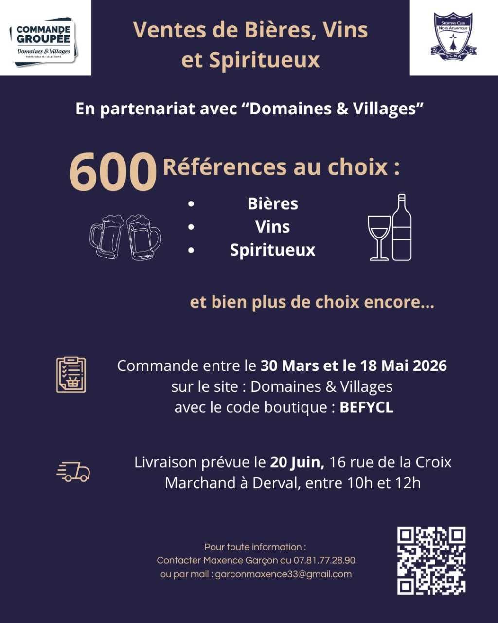 Illustration : Commande de vins & bières avec le SCNA